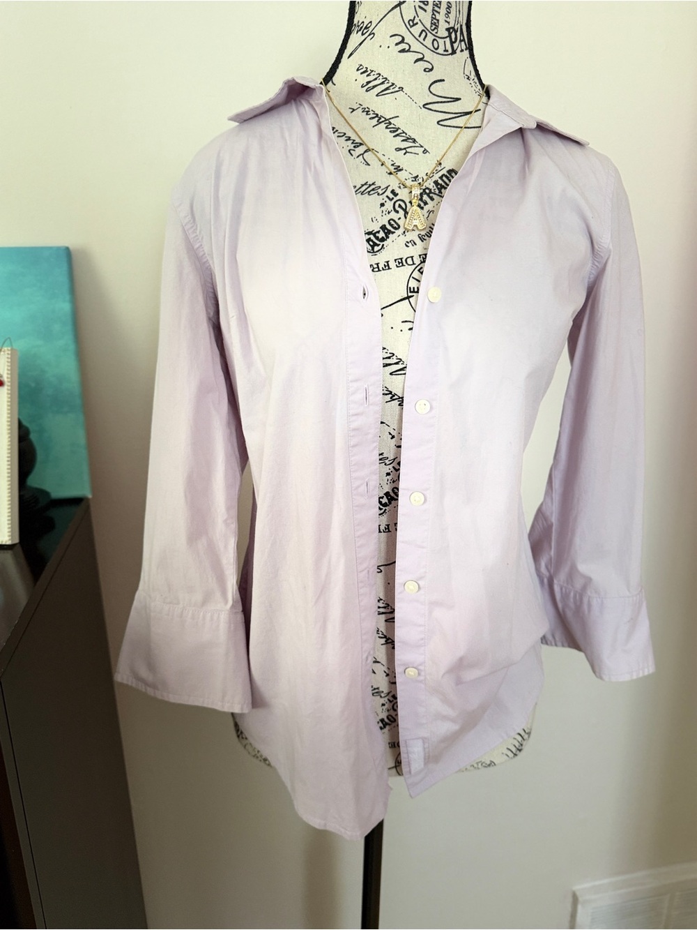 Stretch Light Lavender Button-Front Women's Shirt - Brand Unspecified